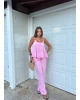 Pembe İpkyl Askılı Bluz Pantolon Takım