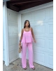 Pembe İpkyl Askılı Bluz Pantolon Takım