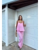 Pembe İpkyl Askılı Bluz Pantolon Takım