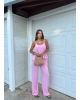 Pembe İpkyl Askılı Bluz Pantolon Takım