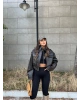 Kahverengi Cep Detay Deri Crop Ceket