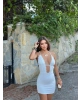 Beyaz Mini Güpür Detay Elbise