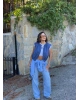 Lacivert Trenç Crop Yelek