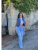 Lacivert Trenç Crop Yelek