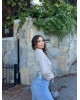 Bej Dik Yaka Crop Hırka