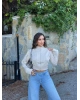 Bej Dik Yaka Crop Hırka
