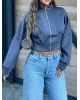 Antrasit Dik Yaka Crop Hırka