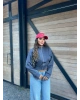 Antrasit Dik Yaka Crop Hırka