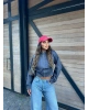 Antrasit Dik Yaka Crop Hırka