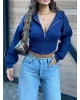 Lacivert Korse Crop Hırka