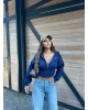 Lacivert Korse Crop Hırka