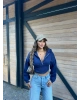 Lacivert Korse Crop Hırka