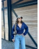Lacivert Korse Crop Hırka
