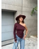 BordoTek Omuz Asimetrik Modal Crop