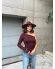 BordoTek Omuz Asimetrik Modal Crop