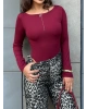 Bordo Toka Detay Bisiklet Yaka Bodysuit
