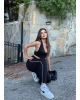 Siyah Şeritli Barrel Fit Eşofman Altı