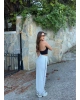 Beyaz Şeritli Barrel Fit Eşofman Altı