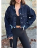 Koyu Mavi Crop Ceket
