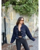 Koyu Mavi Crop Ceket