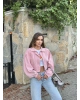 Pembe Balonkol Kot Ceket