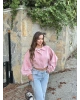 Pembe Balonkol Kot Ceket