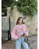 Pembe Balonkol Kot Ceket