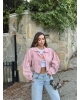Pembe Balonkol Kot Ceket