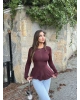 Bordo Bisiklet Yaka Volanlı Bluz
