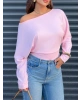 Pembe Kayık Yaka Bluz