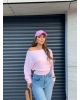 Pembe Kayık Yaka Bluz