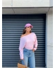 Pembe Kayık Yaka Bluz