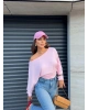 Pembe Kayık Yaka Bluz