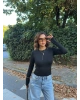 Siyah Bisiklet Yaka Crop