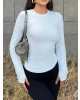 Beyaz Bisiklet Yaka Crop
