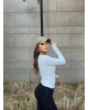 Beyaz Bisiklet Yaka Crop