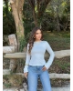 Beyaz Sırt Dekolteli İspanyol Kol Crop
