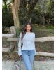 Beyaz Sırt Dekolteli İspanyol Kol Crop