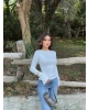 Beyaz Sırt Dekolteli İspanyol Kol Crop