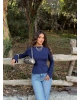 Lacivert Sırt Dekolteli İspanyol Kol Crop
