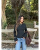 Siyah Sırt Dekolteli İspanyol Kol Crop
