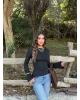 Siyah Sırt Dekolteli İspanyol Kol Crop