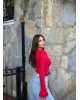 Kırmızı Kalp Yaka Crop