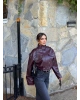 Bordo Cep Detay Deri Crop Ceket