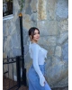 Beyaz Fırfırlı Bluz