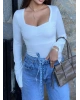 Beyaz Kalp Yaka Crop
