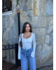 Beyaz Kalp Yaka Crop