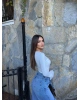 Beyaz Kalp Yaka Crop
