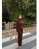 Kahverengi Fermuarlı Triko Takım
