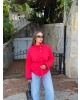 Kırmızı Dik Yaka Zra Trençkot